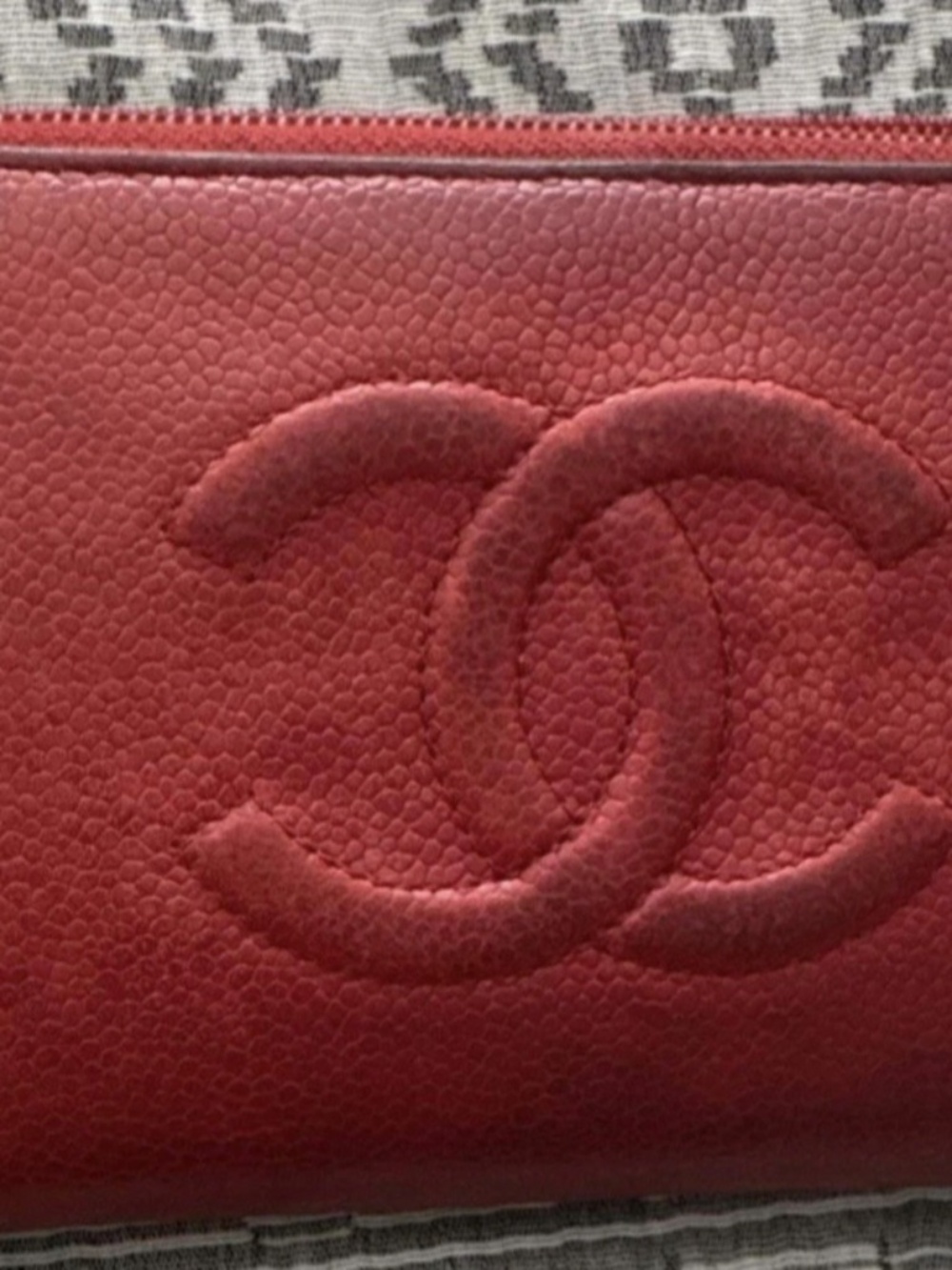 Chanel caviar leather zip around wallet!